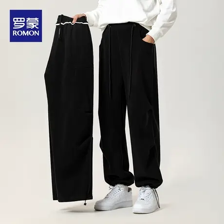 罗蒙秋冬季男士百搭时尚潮流休闲裤2023新款百搭束脚长裤抽绳裤子图片