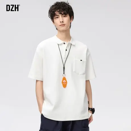 男士白色雅痞polo衫短袖男潮牌简约风重磅t恤夏季男款半袖情侣装商品大图