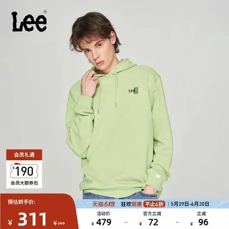 Lee商场同款舒适版刺绣Logo绿色男连帽卫衣休闲潮流LMT007901201图片