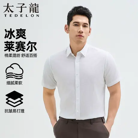 TEDELON/太子龙男士短袖衬衫25夏季新款轻商务休闲莱赛尔透气衬衣图片