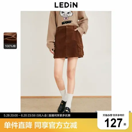 乐町复古工装风A子裙女冬季新款灯芯绒短裙防走光打底裤半身裙图片