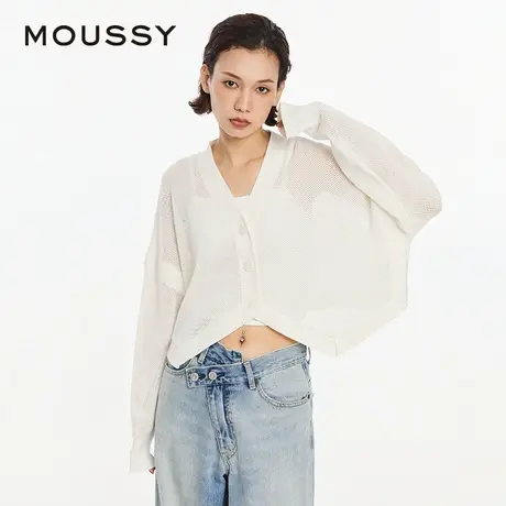 MOUSSY 夏季新品clean fit简约通勤风针织开衫028IS470-3071商品大图