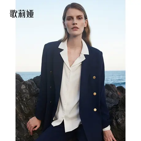 歌莉娅西装外套女秋季新款三醋酸气质通勤职场外搭西服1A9L6M180图片