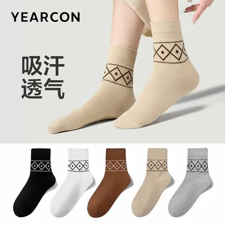 意尔康女袜运动休闲中筒袜透气吸汗春秋女士无骨袜子简约时尚商品大图