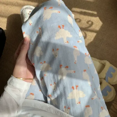 大白鹅!!双层纱布睡裤长裤女夏季薄款可外穿全棉遛弯家居裤图片