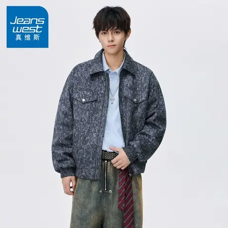 N5真维斯外套男2025秋季新款美式潮牌宽松翻领麂皮绒男士春秋夹克商品大图