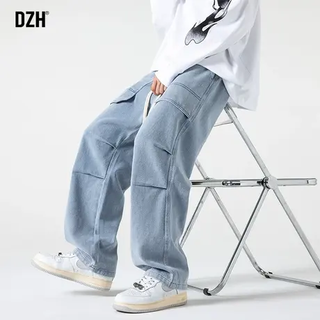 男士美式复古直筒牛仔裤男秋季潮牌裤子男款2023新款宽松休闲长裤商品大图