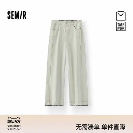 商场同款|森马休闲裤女冬季磨毛纯棉翻边阔腿裤2025新款时尚长裤商品大图
