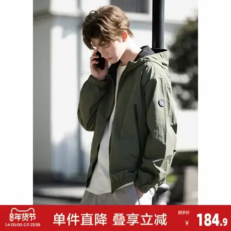 唐狮2026秋冬季新款男士短款外套连帽百搭宽松型通勤风（两面穿）图片