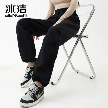 冰洁工装裤女秋季2023新款冲锋裤登山裤美式抽绳束脚运动裤MYY商品大图