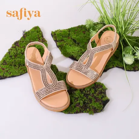 Safiya/索菲娅2023年新品波西米亚闪钻复古露趾度假休闲罗马鞋商品大图