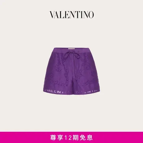 【24期免息】华伦天奴VALENTINO女士棉质凸纹花边蕾丝短裤图片