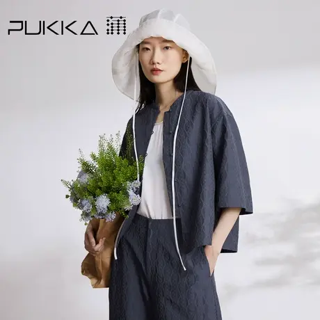 蒲PUKKA 原创设计初秋定制提花新中式国风小立领衬衫商品大图