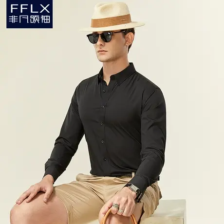 【竹纤维】暗扣衬衫男长袖高级修身免烫商务职业西装正装微弹衬衣商品大图