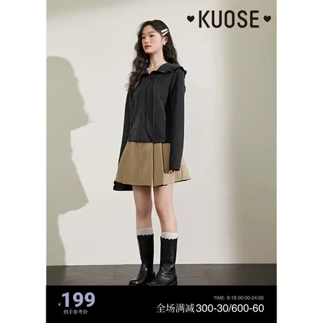 阔色连帽衫T恤女2023秋冬新款长袖套头卫衣针织衫灰色内搭上衣图片