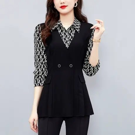 设计感衬衫春装女2025年新款大码胖mm显瘦中长款收腰上衣妈妈长袖商品大图