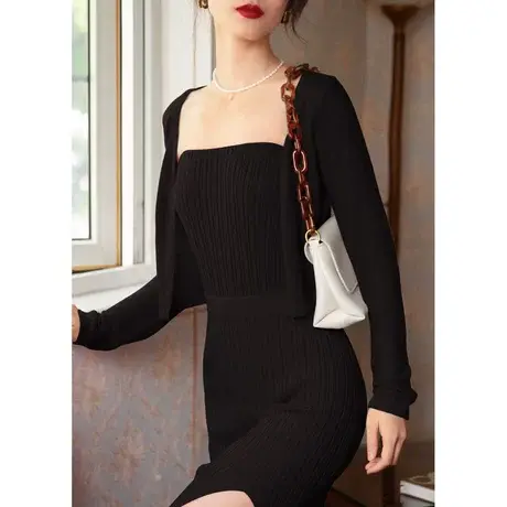 轻熟风女装套装港味抹胸背心开衫两件套女夏冰丝针织外套外搭上衣商品大图