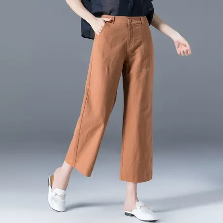 亚麻女裤冰丝阔腿裤女夏薄款休闲九分裤宽松垂感直筒八分棉麻裤子商品大图