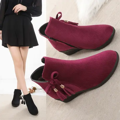 雪地靴女款2023新款冬季加绒加厚底保暖平底小短靴女靴子裸靴棉鞋图片