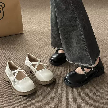 复古浅口圆头仙女风配裙子单鞋女2023新款秋季法式晚风爆款小皮鞋图片