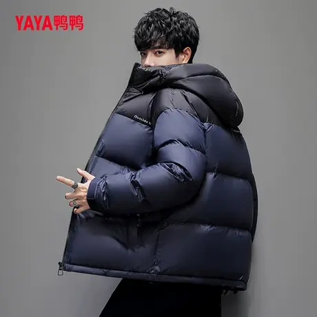 【鸭鸭甄选】鸭鸭羽绒服男2023年冬连帽短款时尚潮流保暖外套图片