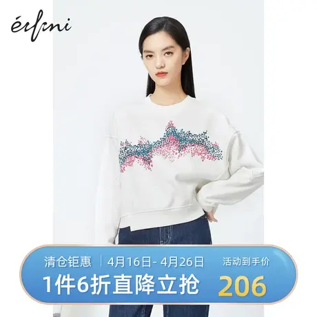 伊芙丽卫衣春秋商场同款新品长袖圆领个性印花女士上衣1CC100161商品大图