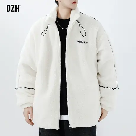 男士羊羔绒棉服男款冬季加厚潮牌男装2024新款立领棉衣羊羔毛外套图片