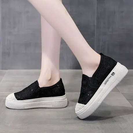 厚底一脚蹬渔夫鞋女单鞋2025春夏季新款网面透气乐福鞋内增高女鞋图片