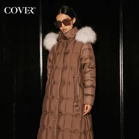 COVER2023冬季高街立领长款廓形羽绒服图片