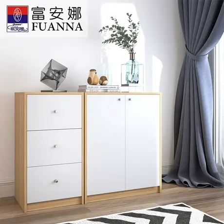 富安娜现代北欧风原木色卧室客厅储物多功能收纳储物柜碗橱柜商品大图