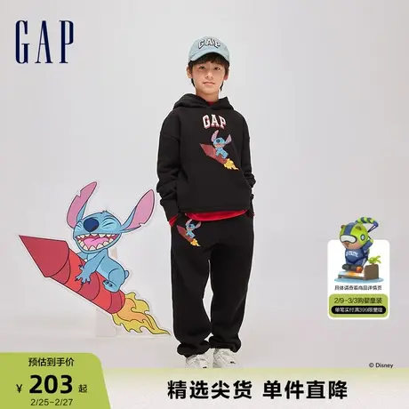【史迪奇联名】Gap男童春季2024新年款卫裤儿童运动束脚裤847192商品大图