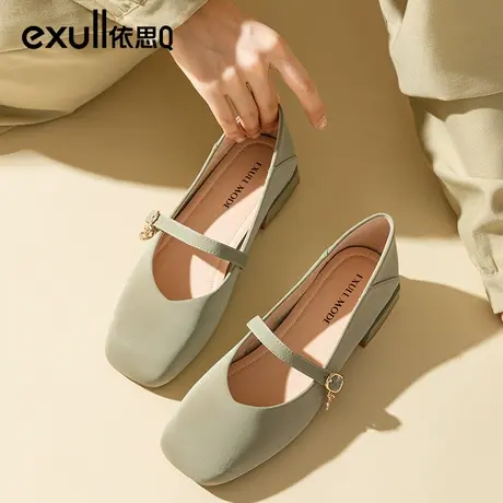 依思q仙女鞋温柔单鞋女鞋2024春季新款浅口晚晚鞋方头玛丽珍鞋子图片