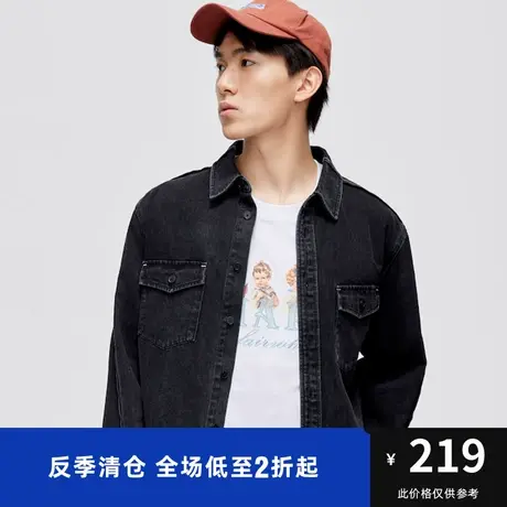 马克华菲翻领衬衫式牛仔夹克男春秋季新款男装休闲上衣男生外套潮商品大图