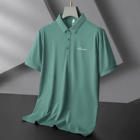 莫代尔冰丝短袖polo衫保罗翻领t恤男夏季修身有领上衣服半袖体恤商品大图