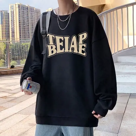 卫衣男春秋季新款ins潮牌圆领套头打底衫港风无帽外套宽松上衣服t商品大图