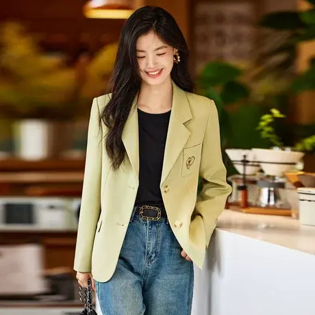 时尚气质西装外套2023年秋季新款淑女温柔宽松显瘦上班族通勤上衣图片