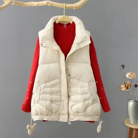 秋冬新款宽松羽绒棉马甲女韩版宽松加厚背心坎肩马夹无袖棉衣外套图片