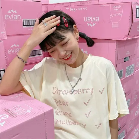 红续盐系港风ins潮宽松百搭ulzzang慵懒风纯棉短袖T恤上衣女新款图片