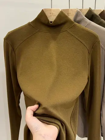 欧货羊绒高领打底衫女秋冬内搭2022新款洋气高级感上衣磨毛t恤女商品大图