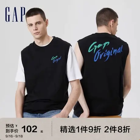 Gap男装夏季2023新款LOGO亲肤无袖背心672034运动休闲上衣图片