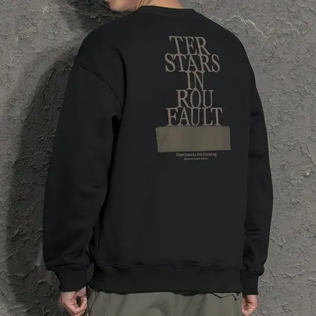 2021春季新款卫衣男无帽潮牌日系宽松简约套头衫ins港风春装外套商品大图