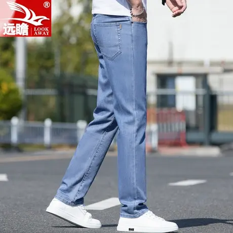 夏天男士牛仔裤男夏季薄款直筒修身长裤2023新款潮牌休闲裤子男款商品大图