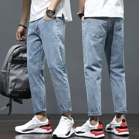 男士高端九分牛仔裤男潮牌直筒宽松休闲男裤子百搭夏季春秋款秋装商品大图