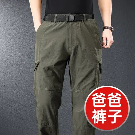男士工装裤秋季爸爸户外运动冲锋直筒裤中年冬季加大码宽松休闲裤商品大图