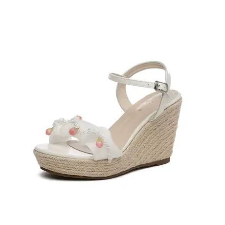 百翎百翎2023年夏季新款时尚女凉鞋坡跟防水台一字带仙女风女鞋子商品大图