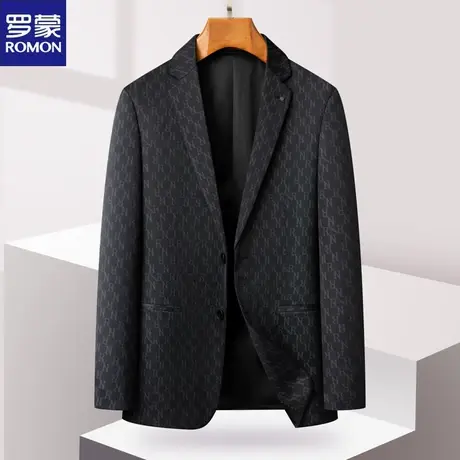 罗蒙西装男士单西外套春秋新款商务休闲中年爸爸时尚西服修身便西图片