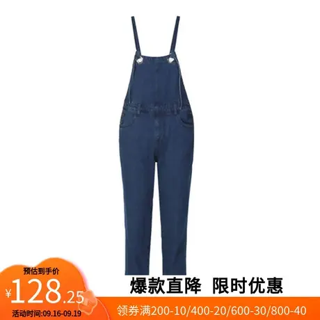 【艾格】牛仔九分背带裤女修身显瘦裤子2023春新款休闲宽松小个子商品大图