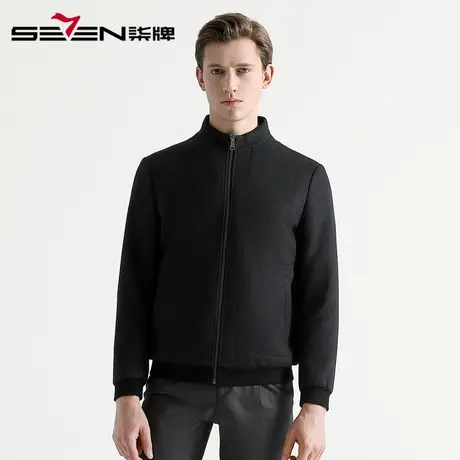 柒牌清仓男装2020秋冬毛呢夹克男士商务时尚立领保暖茄克衫图片