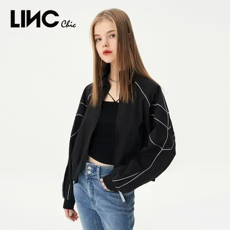 LINC金羽杰2023年秋季新款科技运动风夹克短款外套女S231JK113Y图片