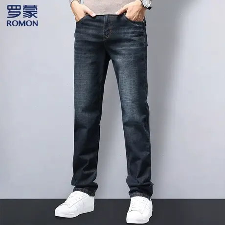 罗蒙新款男士牛仔裤棉质舒适百搭牛仔裤男时尚裤子男简约透气男裤图片